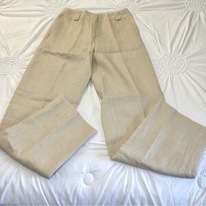 Talbots Vintage Irish Linen Fully Lined Cream Trouser Pants Size 2